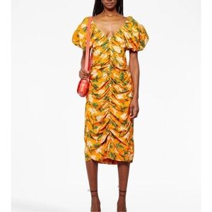 Agua by Agua Bendita Yellow and Orange Puff Sleeve Sundress